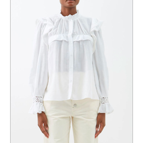 Isabel Marant Etoile White Jatedy Long Sleeve Button Up Shirt, size FR 34/US 0-2 - Picture 1 of 7